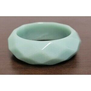 Vintage Light Green Mint Faceted Speckled Lucite Chunky Bangle Bracelet